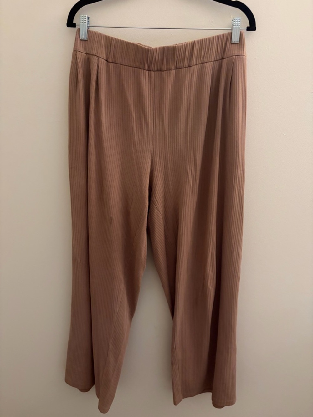 bohme Ribbed Wide-Leg Pants in tan